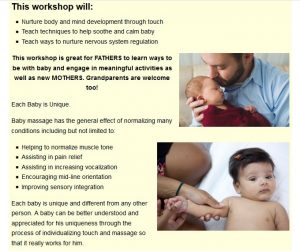 BC Baby Massage Workshops page