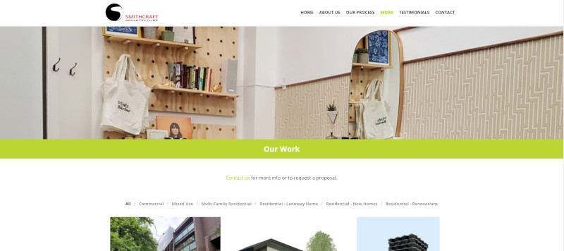 Smithcraft Architecture Website - Work Page