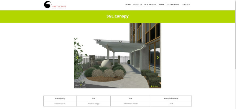 Smithcraft Architecture Website - Project Page 