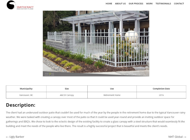 Smithcraft Architecture Website - Project Page 